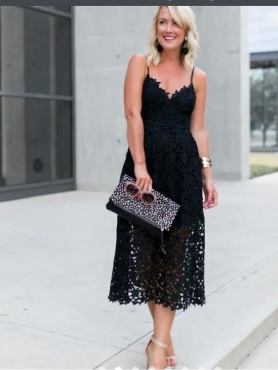 Astr Dresses & Skirts - ASTR The Label Black Lace Midi Dress Floral Slip Cocktail Wedding Guest XL